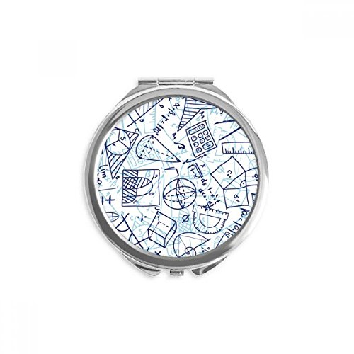 Miroir de poche à la main bleu motif mathématiques un cadeau original unique