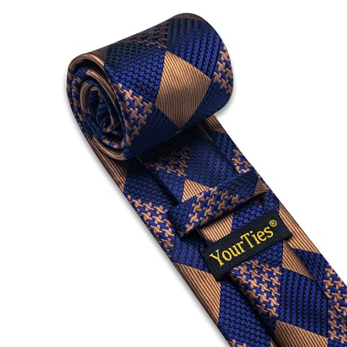 Image of YourTies Striped Plaid Ties for Men Silk Formal Necktie Set