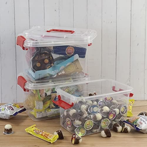 Yarebest 6-pack 5.5 L Plastic Clear Boxes, Storage Boxes with Lids