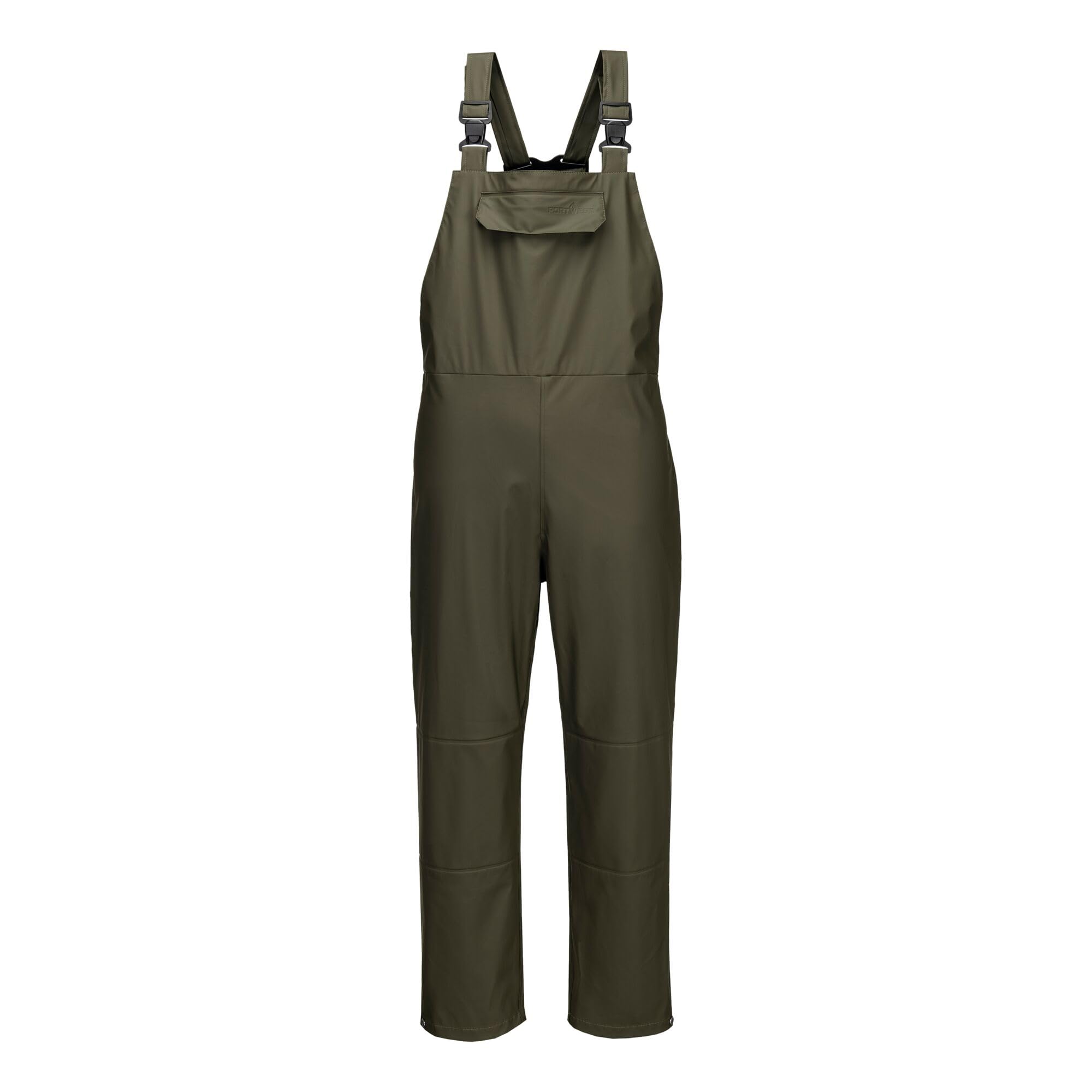 Portwest Forest Nights S653 Flexatex Chem Bib And Brace Chemical Resistant Waterproof Work Safety Overalls Polyester Tricot Knit Pu Coated Antifungal Treatment Wipe Clean Adjustable Straps, Medium