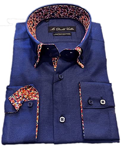 Chemise floral homme bleu marine pour vos soirées d'été en M