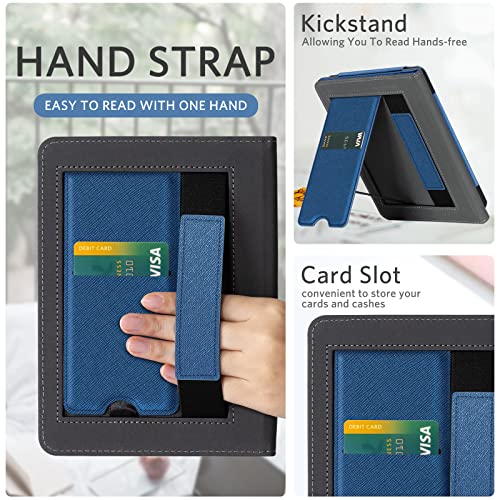 Image of CoBak Case for Ereader - Durable PU Leather Cover with Auto Sleep Wake, Card Slot, Hand Strap Feature - Fits Kindle Paperwhite 11th Generation 6.8 inch Signature Edition 2021 Released,Blue