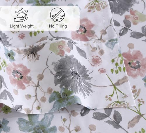 RUVANTI 100% Cotton Split King Sheets Sets for Adjustable Bed, 5 PCs, Soft & Breathable Percale Weave Bedding, Deep Pocket 16", Hotel Standard,Crisp Cool Feel & Durable, Floral Sheet, Dandelion Field