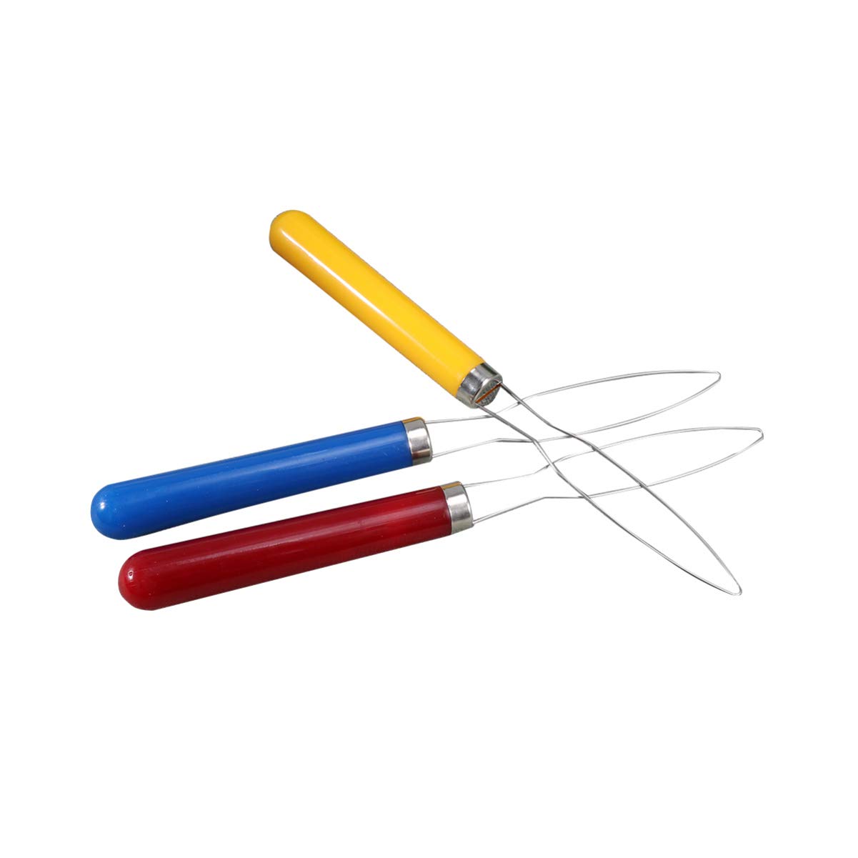 Lot de 3 à Boutons, Fermeture éclair, Outils élastiques, Cordon de Serrage élastique, enfile-Aiguille, Personnes âgées, Patients, Personnes âgées, poignée en Bois en Acier Inoxydable