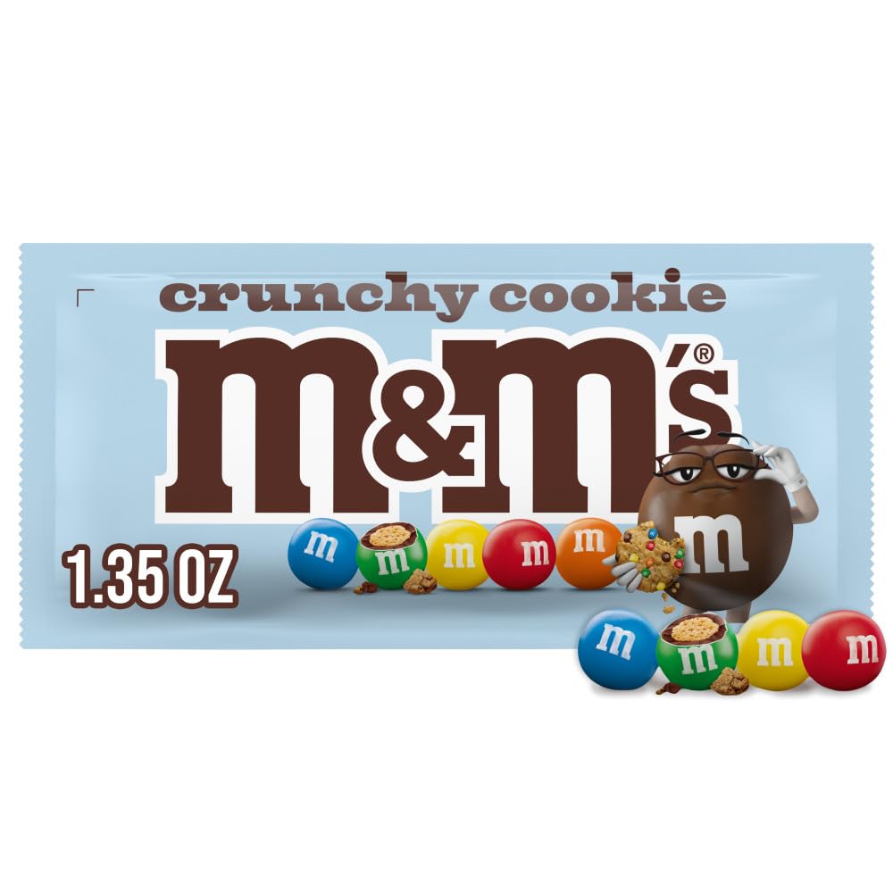 M&M's New Crunchy Cookie Milk Chocolate Single Size Candy, 1.35 oz Pack Piece