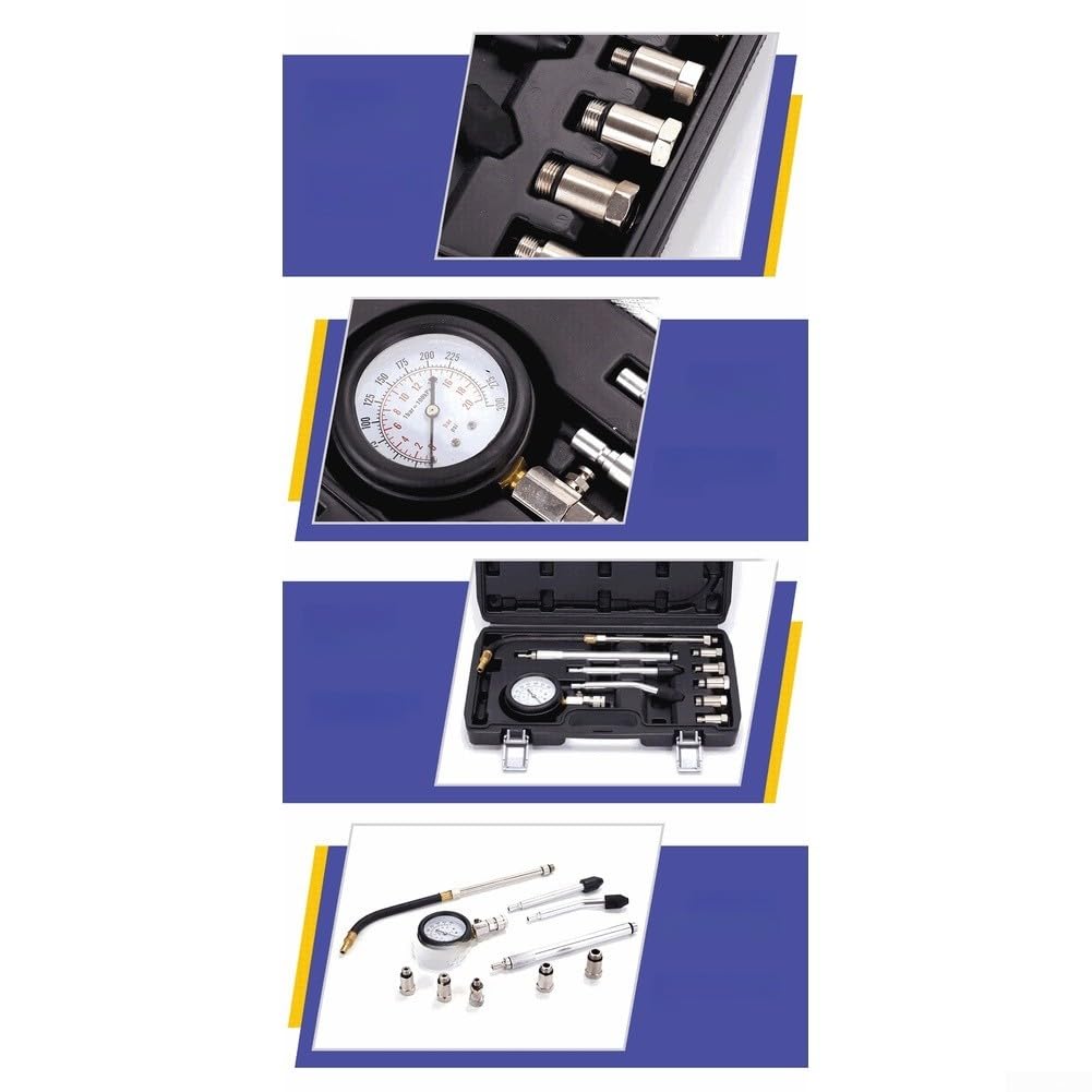 Kit di strumenti per la misurazione della pressione del cilindro | Per auto, camion e moto, set di misuratori di compressione del motore, custodia stampata a soffiaggio
