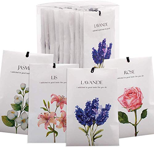 Rose Cottage 12Packs Closet Air Freshener Flower Scented Sachets Bags for Drawer and Closet,Sachets for Weddings 4 Scents