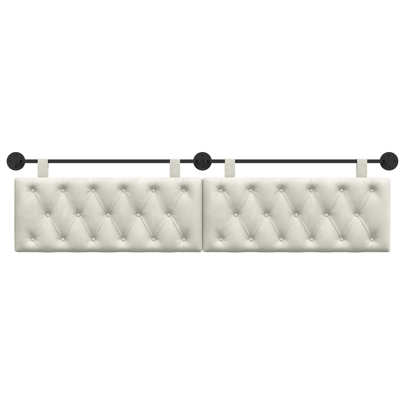 Tête de Lit Suspendue, Tête de Lit Coussin Murale Crème Velours 210x55x7 cm