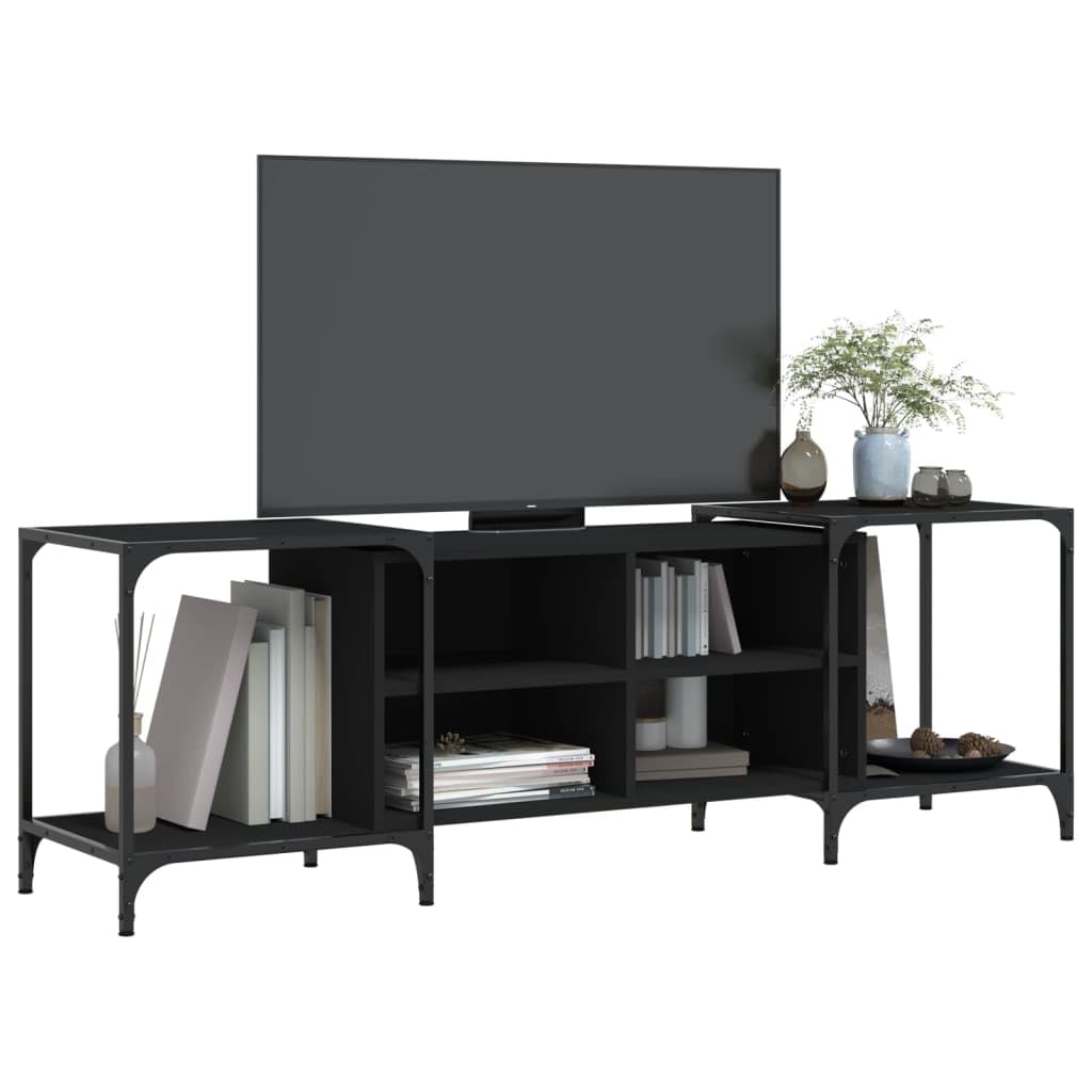 TV-Schrank Schwarz 153x37x50 cm, Holzwerkstoff, verstellbar, für Wohnzimmer, Schlafzimmer, Entertainment Center, Media Konsole