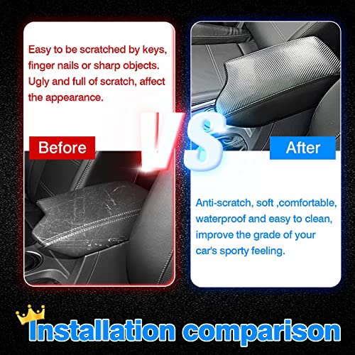 Image of Autorder Center Console Cover for 2019-2023 Ford Ranger Accessories Armrest Cover Carbon Fiber Middle Console Pad Anti-Scratch Armrest Protector (NOT for 2023 Ranger XL /Raptor /Wildtrak)
