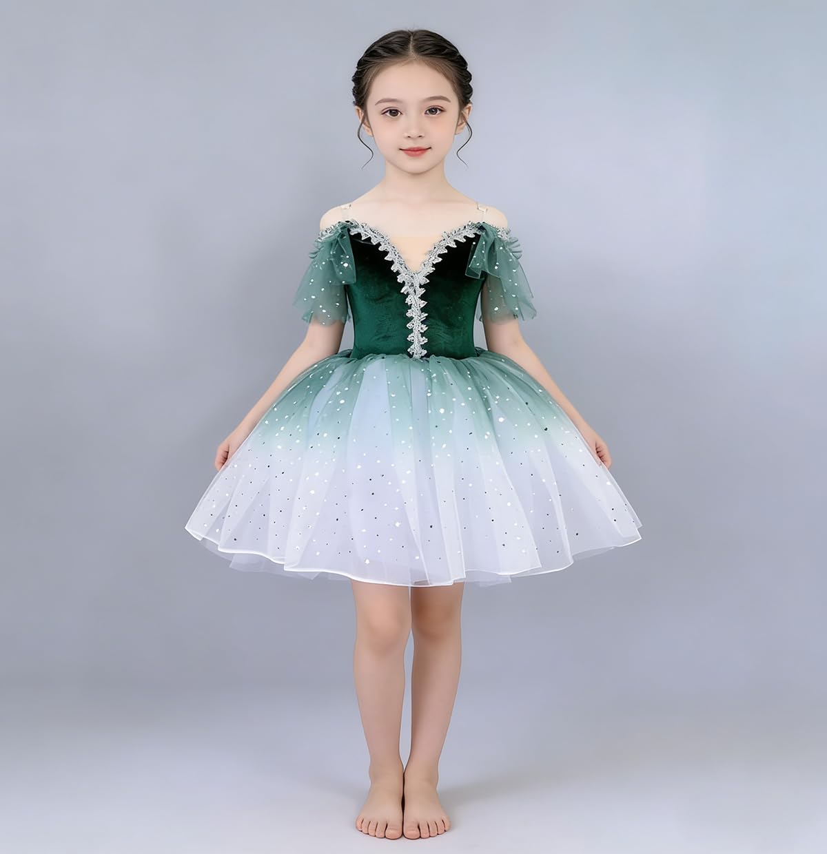 Robe Tutu pour Ballet, Tenue de Danse, Costume de Ballerine pour Enfant, Robe Longue en Tulle pour Le Spectacle du Lac des cygnes