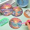 Meothan 8 Pcs Diamond Art Coasters kit with Holder Cork Pads, Diamond Dot Art Painting Coasters Kit for Adults (Sunset Beach) #4