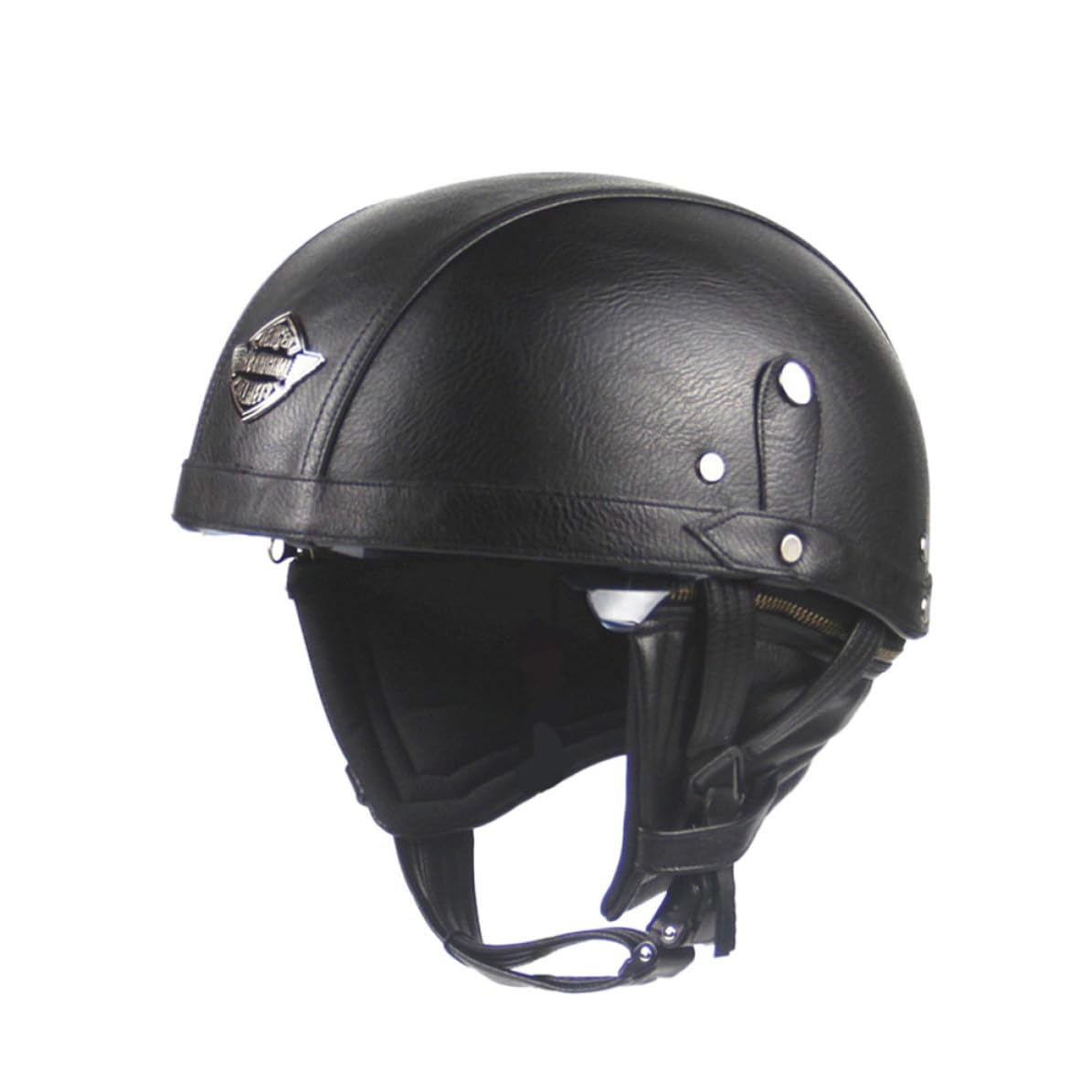 Casco abierto de motocicleta retro en cuero y ABS para adulto en scooter 8