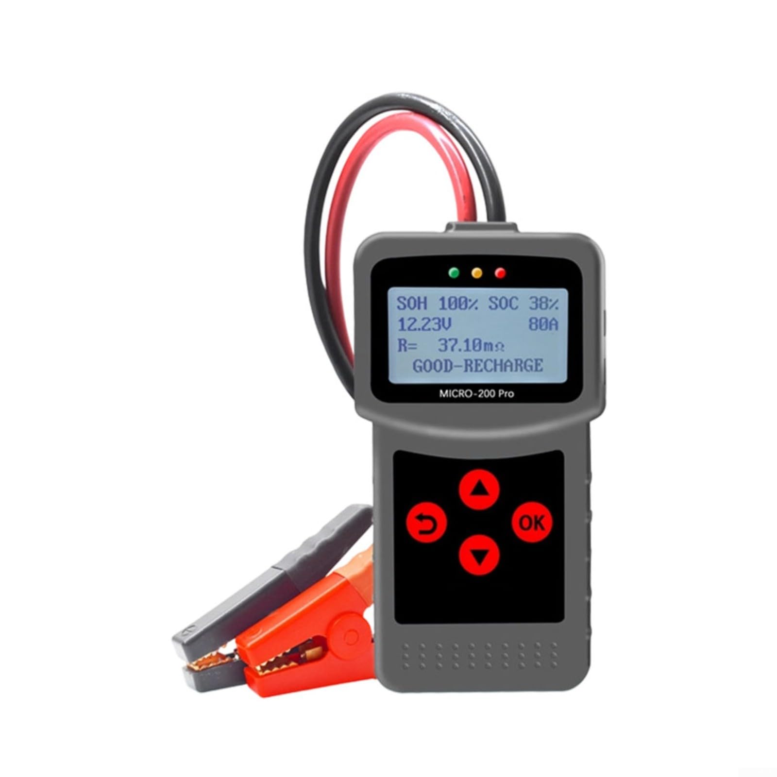 200 PRO Batterietester für 12V/24V, prüft SOH/SOC/Spannung, für Auto/LKW/RV, mit Kelvin-Klemmen, Diagnosegerät