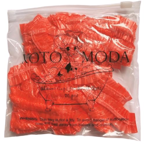 Image of Shower Caps for Sphynx Cats & Small Pets, Red 20-Pack Poly Bag - Waterproof Bath Protection with Elastic Band, Keeps Ears Dry During Grooming