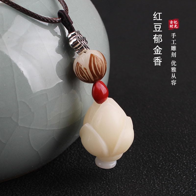 Collier en graines de Bodhi et rose d'acacia sculptée main de luxe - 6
