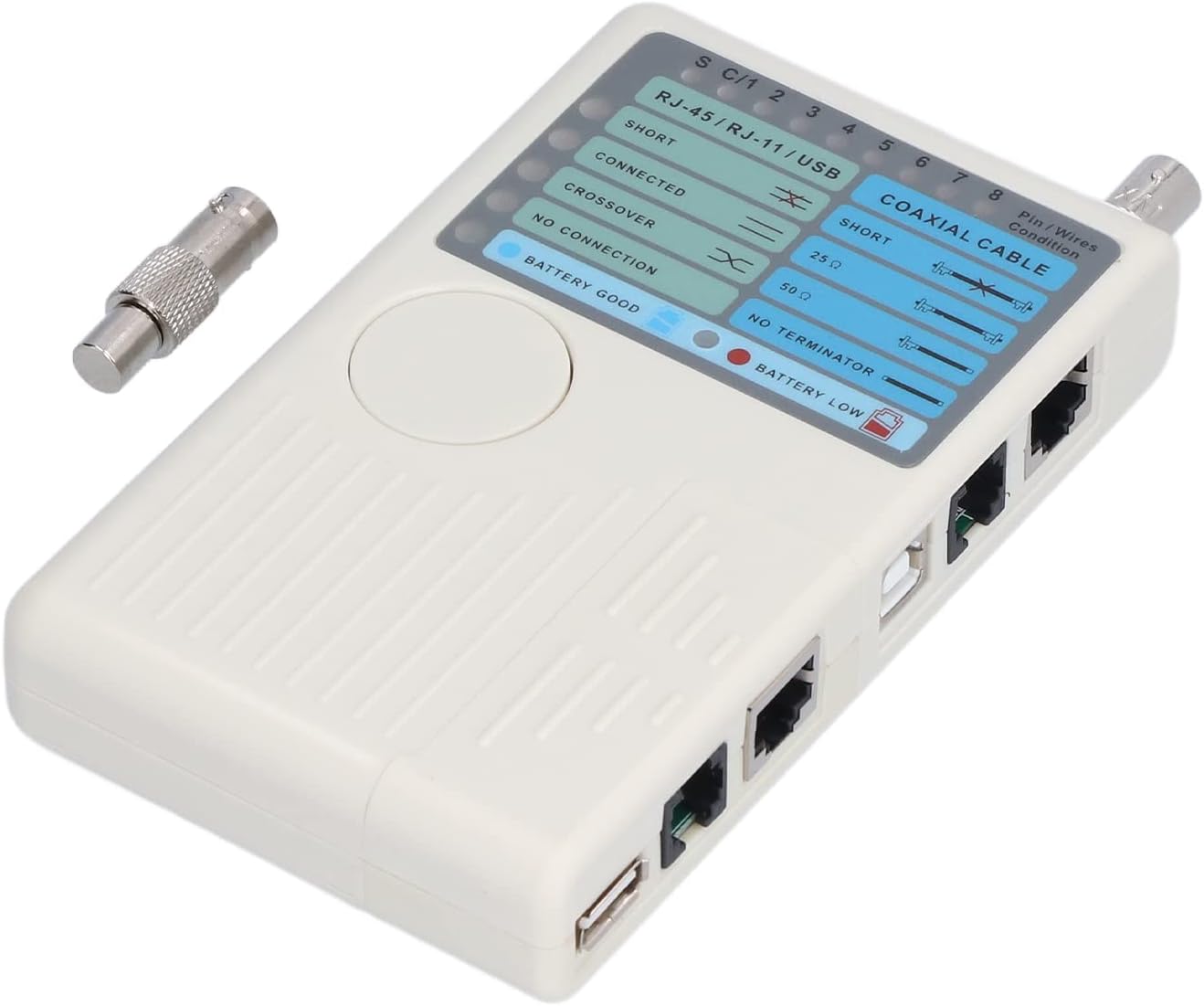 4 in 1 Network Cable Tester, BNC RJ45 RJ11 USB Remote Phone Cable Tester Meter Lan Ethernet Cat5 Cat6 Wire Tester