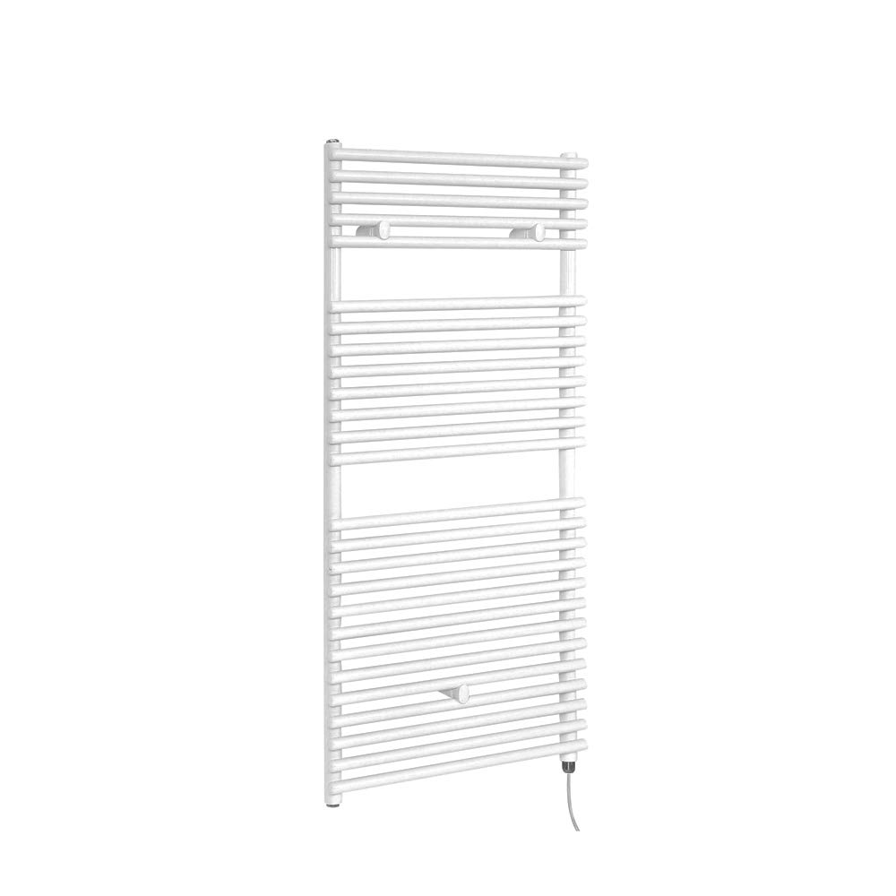 Milano White X Ecoso Arno - Electric Bar On Bar Heated Towel Rail - 1190Mm X 450Mm