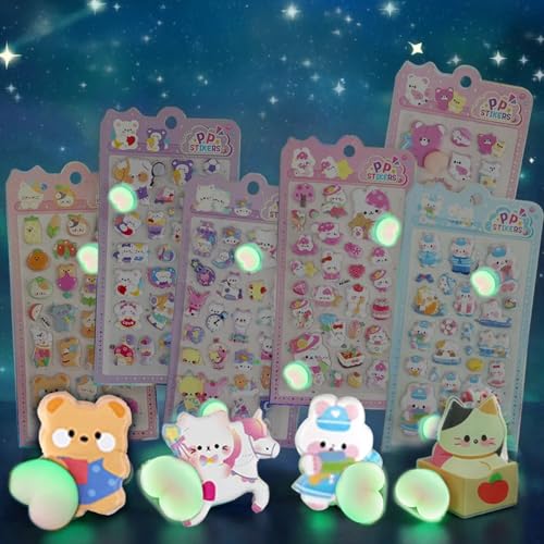【蓄光6枚セット】おしりぷにぷにシール かわいい ぷくぷく キャラクター 3D マシュマロ ふわふわ もちもち もっちりスクイーズ ステッカー デコレーション (蓄光おしり6枚セット（ネコウサギクマちゃん）)の商品画像（Amazon）