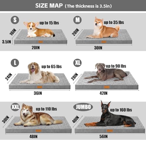Patas Lague JDM-QPG-HUI42 Orthopedic Xl Dog Bed For Large Dogs 42''X28'', Waterproof Big Large Checkered Pattern Dog Beds With Removable Washable Cover,Egg Crate Foam Pet Bed Mat thumb #5