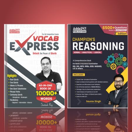 Set of 2 Champion's Reasoning & Vocab Express | 10000+ Words by Santosh Ray For IBPS / SBI / RRB / RBI Bank Clerk / PO Prelim & Main Exams (English Printed Edition) By Adda247 Paperback – 22 April 2024