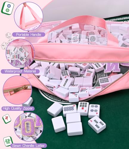 Bolsa para Fichas de Mahjong Transparente Rosa de PVC 12.4x8.5x3.5 in miniatura 4