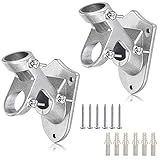 Haoridul Flag Pole Holder for Outside House, Heavy Duty Flag Pole Mounting Bracket, Aluminum Metal Flagpole Mount with Stainless Hardware for Outdoor, Rust Free, 1' Inner Diameter (Silver-2Pack)