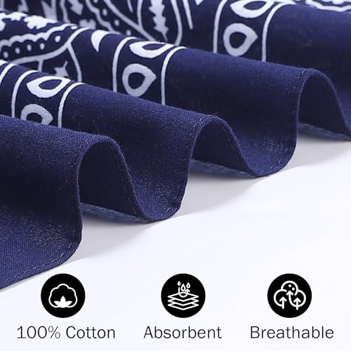 Image of Mochabao 100% Cotton 27 inch x 27 inch Large Bandanas for Men & Women, Multi-Purpose Bandana Headbands, Square Head Scarf