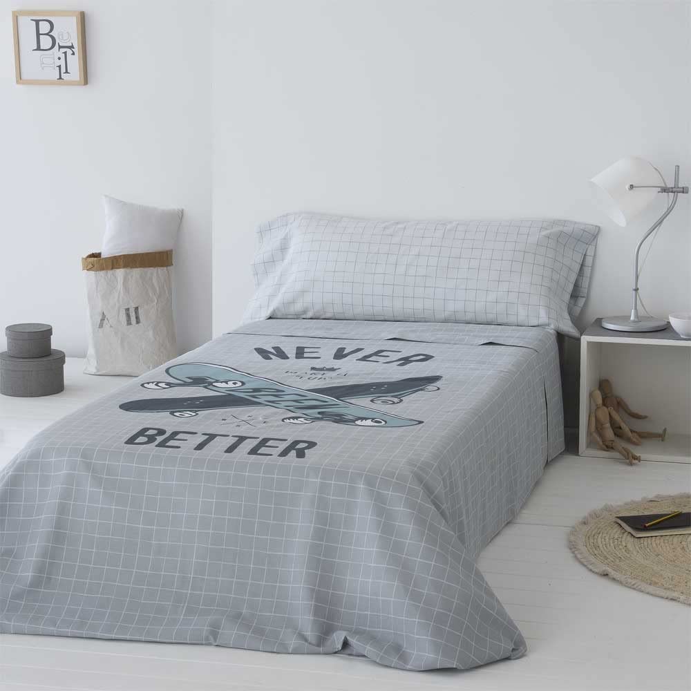 COTTON ARTean Juego de sabanas Infantil/Juvenil Skate 50% algodón 50% Poliester Multicolor. Juego de Cama para 105 x 190/200. Incluye encimera + Sabana Bajera Ajustable + 1 Funda de Almohada.