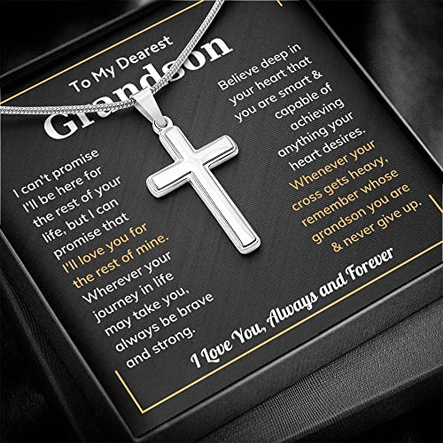 Cross Grandson Necklace From Meme, Grandson Gifts From Grandma, Grandson Gifts From Grandparents, Nana And Grandson Gifts, Graduation Gifts For Grandson, Chain Gift for Men2