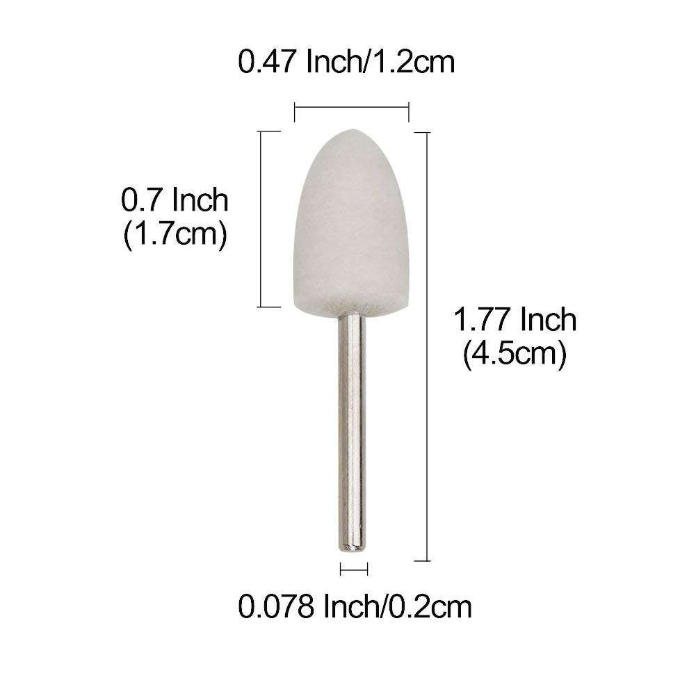 DIY Crafts Wool Felt Buffing Polishing Tool, Cylindrical, White (Pack Of 12 Pcs, Design No # 1) 2
