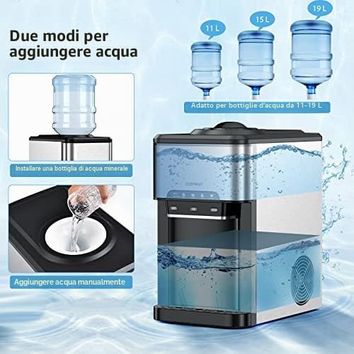 FANTASK Macchina per cubetti di ghiaccio 3 in 1 con acqua calda e fredda, cubetti di ghiaccio in 10 minuti