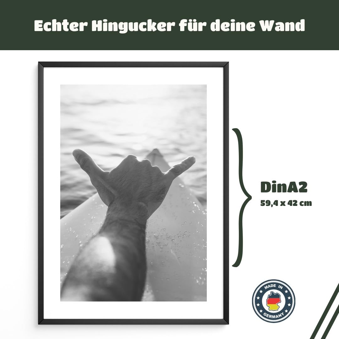 MJ-GRAPHICS® Yoga Hand Poster Meditation Zen Wandbild A2 mit beigem Rahmen