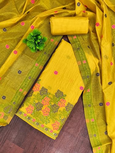 Image of DEVANGI Women's Jamdani Cotton Unstitched Suit & Dupatta Material