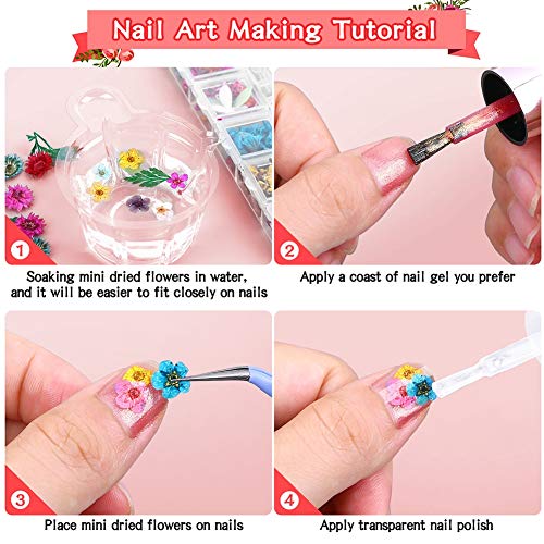 image for 6 Boxes Dried Flowers for Nail Art, Audab 190 Pcs Nail Dried Flowers M