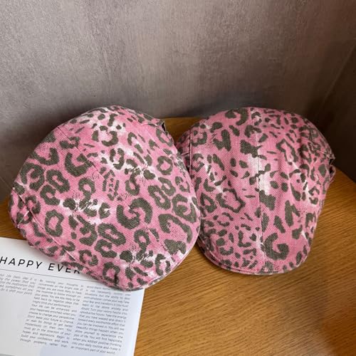 Retro and Stylish Pink Leopard Print Front Hat for Kids A Niche Y2k Headshot Around A Bailey to Make The Face Look4