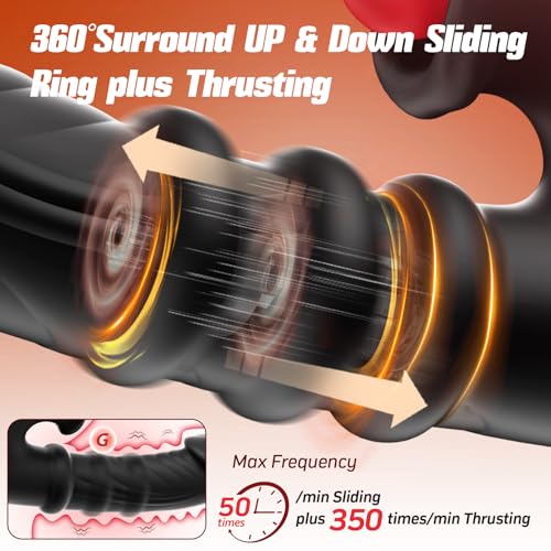 Image of Toendi Black Sex Toy for Women, G Spot Thrusting Dildos with Sliding Ring | G Spot Dildo 7 Thrusting Modes & Rabbit Vibrator 10 Tongue Licking Vibrating Modes, AI Sync for Couples Sex Device Games