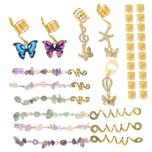 Beavorty 31Piezas Encantos Para Dreadlocks Accesorios Para Mujeres Anillos Decorativos y Pendientes Para Peinados