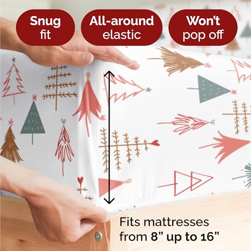 Twin XL Christmas Tree Sheet Set - Holiday Xmas Pattern Bedding Set - Deep Pockets - Snug Fit - 3 Piece - Wrinkle Free - Comfy & Cooling Festive Winter - Holiday Sheets for Women, Men, Kids & Teens