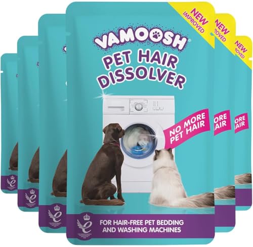 Vamoosh Pet Hair Dissolver - Pet Hair Remover for Washing Machines 6x100g Removes Odour Dissolves Dog Cat Horse Animal Fur Cleans Bedding in Washing Machine Easy to Use Up to 6 Washes