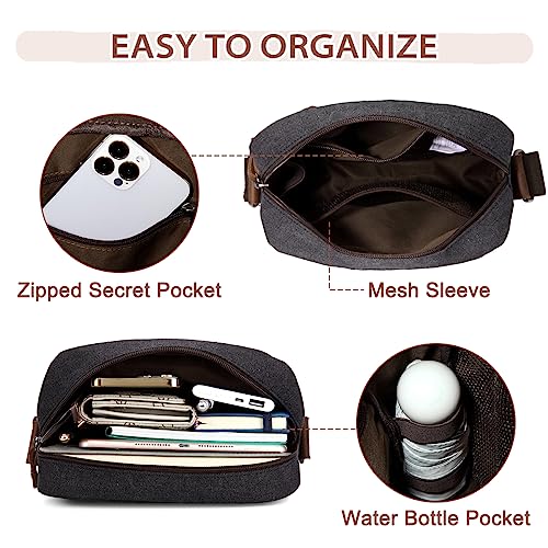 VASCHY Small Messenger Bag, Vintage Leather Canvas Crossbody Shoulder Side Bag for Men Women for Work/Travel4