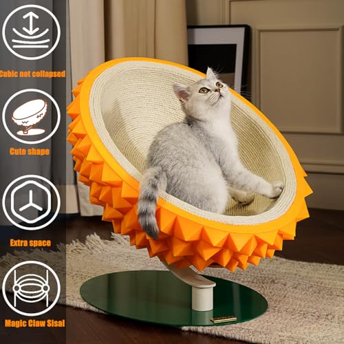 Cama y Rascador 3-en-1 para Gatos Forma Durian miniatura 6