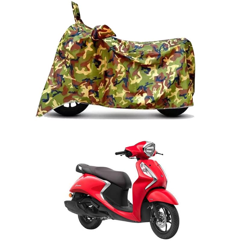 Image of Waterproof 100% PVC Coated Bike Scooty Two Wheeler Body Cover Compatible for Yamaha Fascino 125 /UV-Rays /Heat Protection /Birds Dropping /Scratchproof /Dust Proof /All Varient[6X6 Jungle Print]