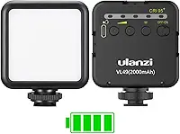 ULANZI Luzes de vídeo VL49, luz de câmera LED 360° iluminação portátil colorida para fotografia com 3 sapatos frios, 2000 mAh CRI recarregável 95+ 2500-9000K lâmpada de painel