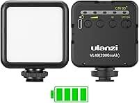 ULANZI Luzes de vídeo VL49, luz de câmera LED 360° iluminação portátil colorida para fotografia com 3 sapatos frios, 2000 mAh CRI recarregável 95+ 2500-9000K lâmpada de painel