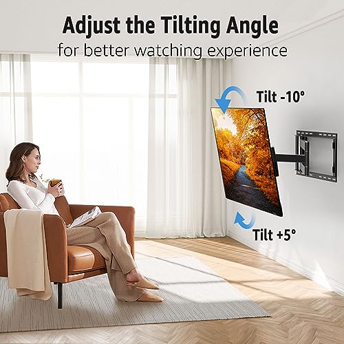 Image of MOUNTUP Long Arm TV Wall Mount with 40'' Extension, Full Motion TV Mount for Most 42''-90'' TVs, Corner Bracket with Swivel Tilt Max VESA 800x400mm Load Up to 150 LBS Fit 16 /18 /24'' Stud MU0059