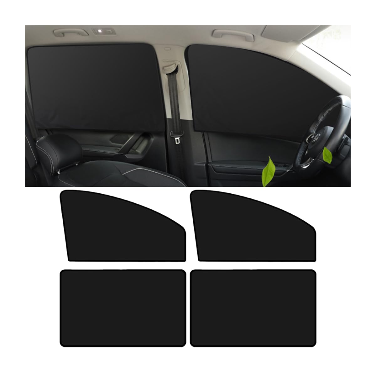JNNJ Parasoles Laterales Magnéticos para Coche, Cortinas Parasol para Coche Bloquean Los Rayos UV Y Protegen La Privacidad, Universal Parasoles Laterales para Bebés, Niños(2 Delantero+2 Trasero)