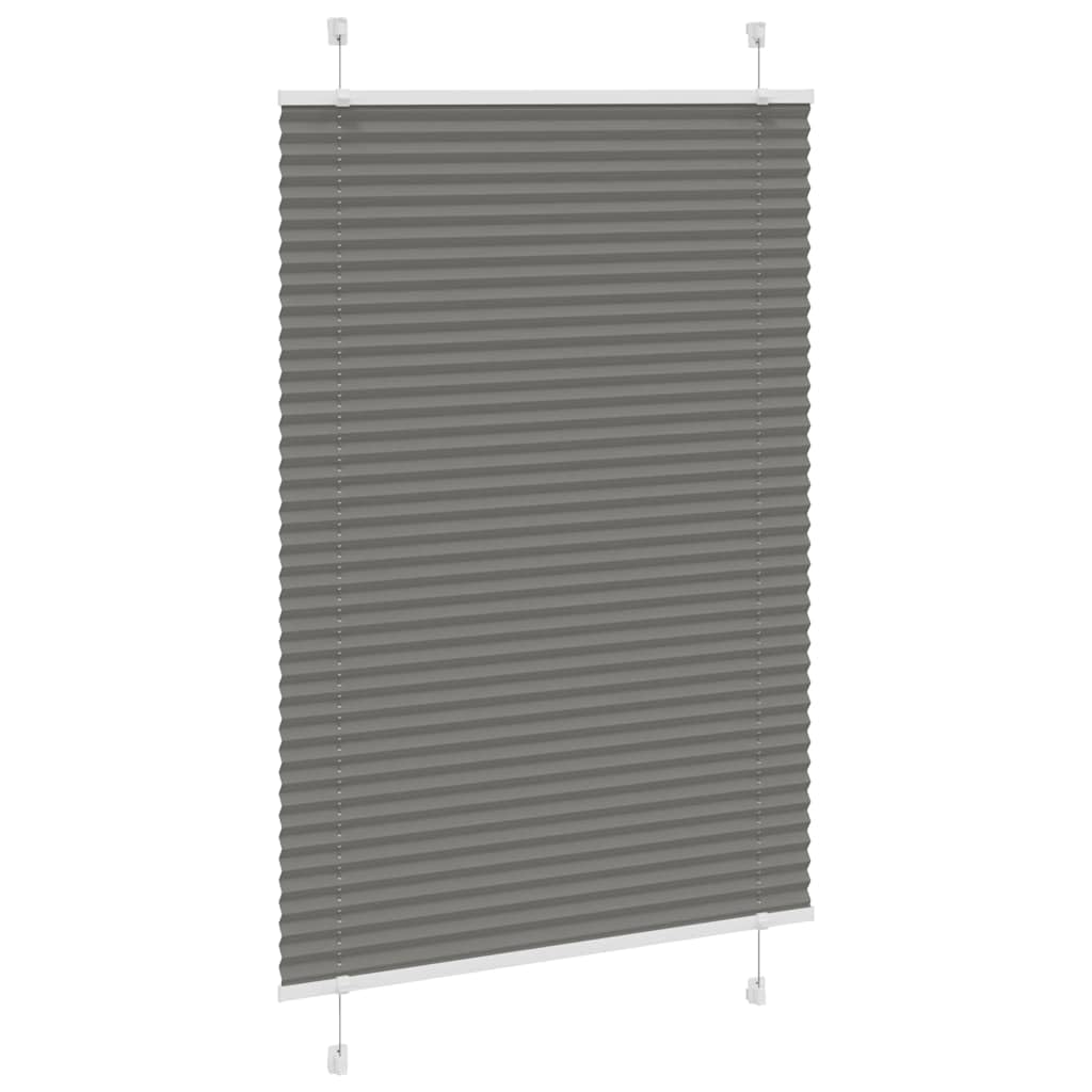 Store Plissé Anthracite 90x100 cm pour Fenêtre et Porte - Store Vénitien sans Perçage ou avec Vis en Polyester Durable - Rideau Tamisant pour Salon, Chambre et Bureau - Tissu 89,4 cm