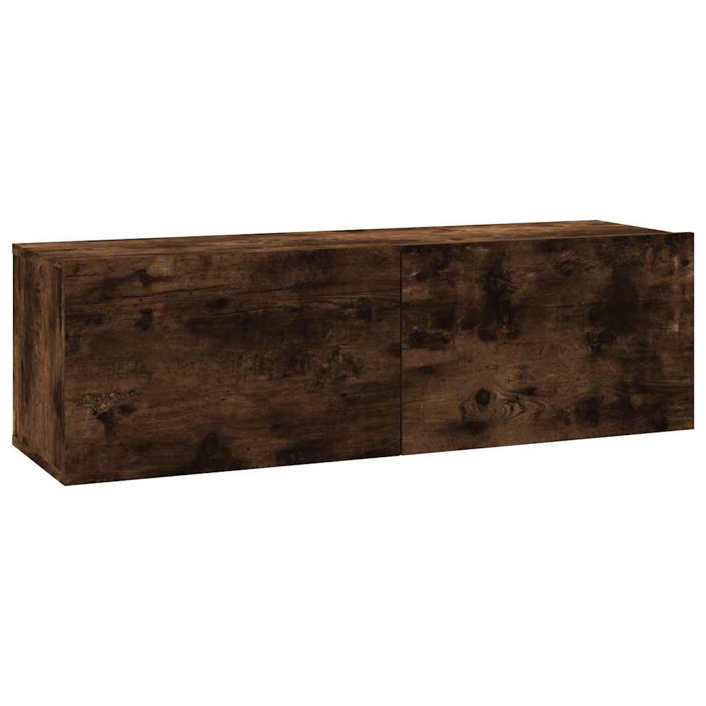 Meuble TV mural chêne fumé 100cm avec portes battantes