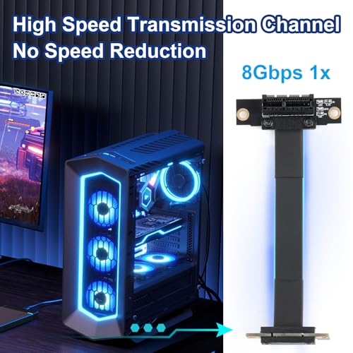 YHX-US New PCIE 3.0 X1 Extension Cable High Speed Flexible Riser Cable 90 Degree Adapter 36 PIN Sound Card Network Card Extension Cable (100MM) - Thumbnail 6